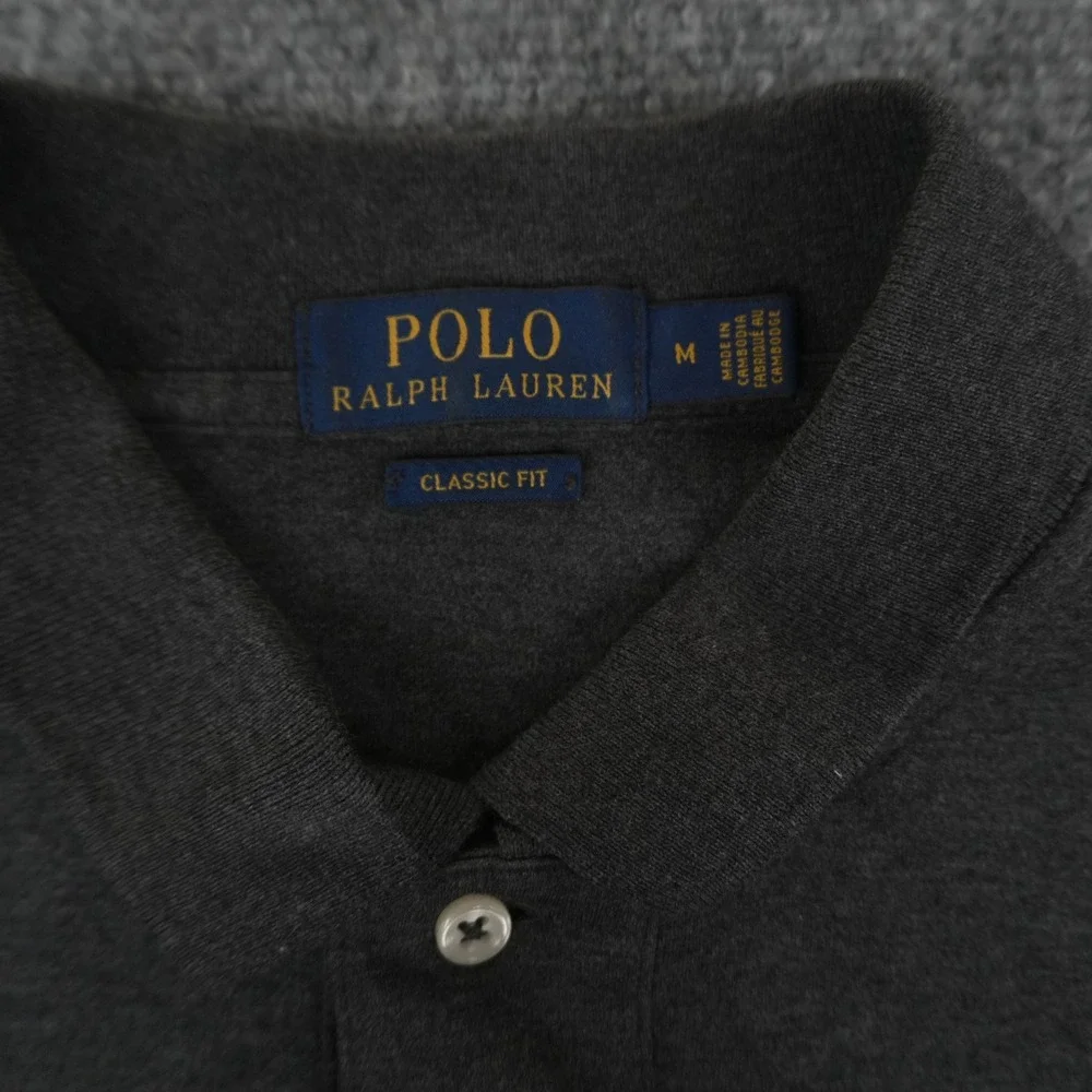 Polo Ralph Lauren Polo Shirt Mens Medium Dark Grey Classic Fit Short Sleeve Pony